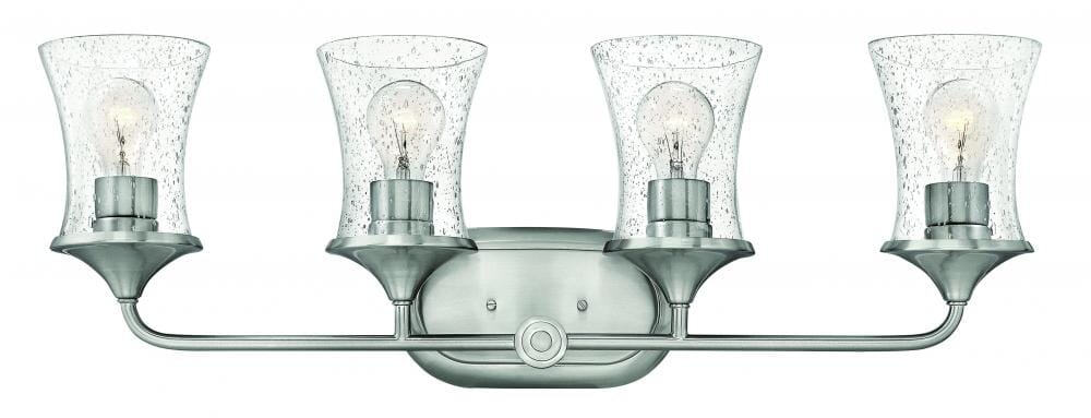 Hinkley Thistledown 4-Light Bathroom Vanity Light in Brushed Nickel with Clear Glass