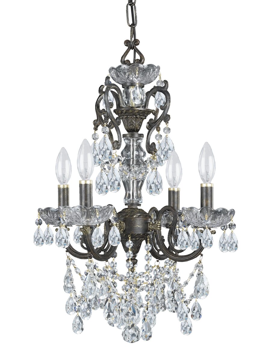 Crystorama Legacy 4-Light 21" Mini Chandelier in English Bronze with Clear Swarovski Strass Crystals