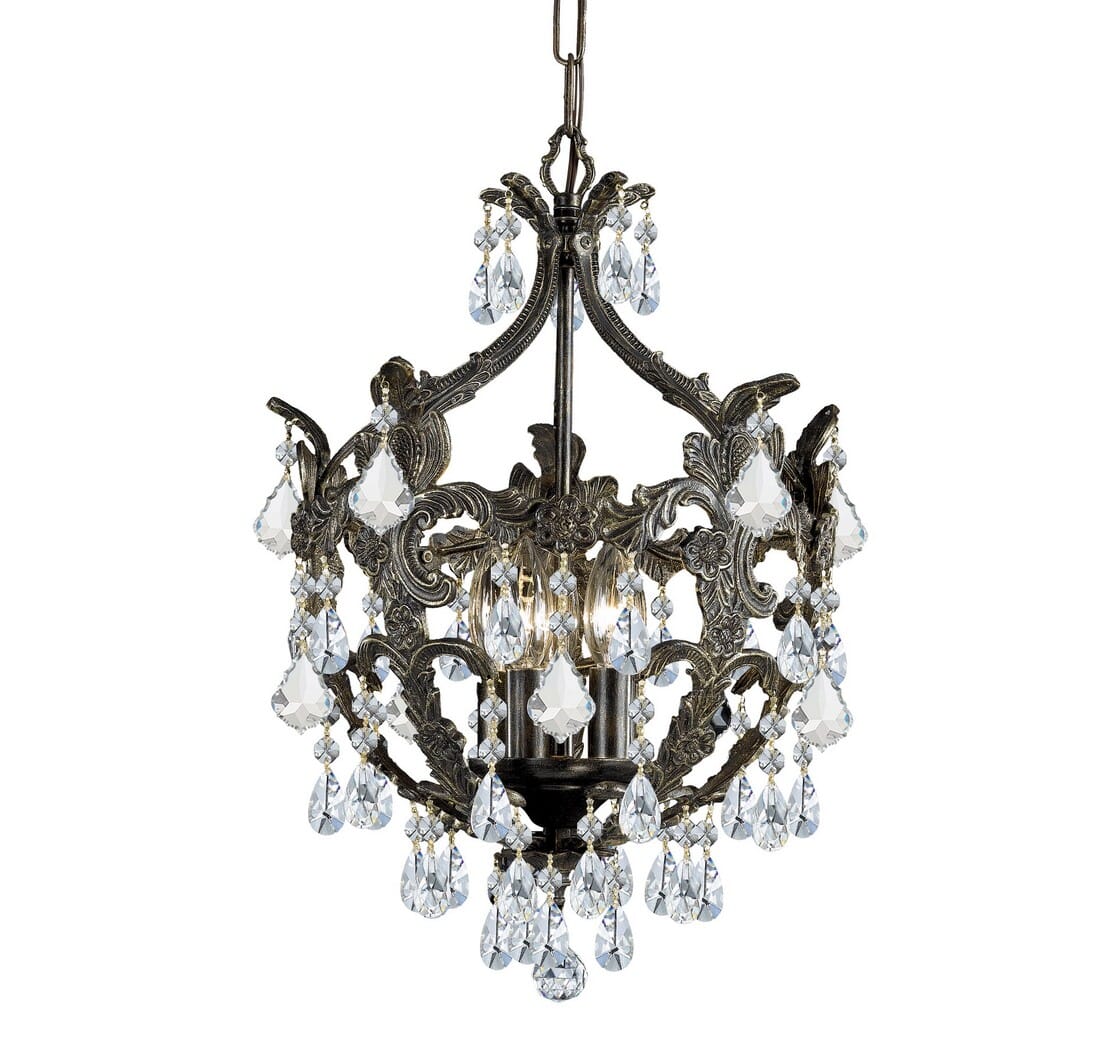 Crystorama Legacy 5-Light 20" Mini Chandelier in English Bronze with Clear Swarovski Strass Crystals