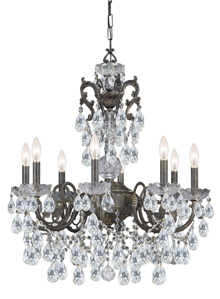 Crystorama Legacy 8-Light 30" Traditional Chandelier in English Bronze with Clear Hand Cut Crystals