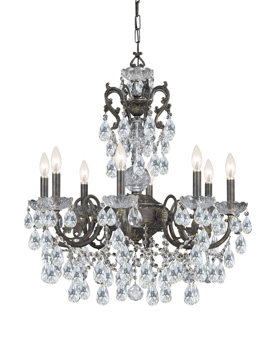 Crystorama Legacy 8-Light 32" Traditional Chandelier in English Bronze with Clear Swarovski Strass Crystals