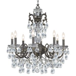 Crystorama Legacy 8-Light 32" Traditional Chandelier in English Bronze with Clear Spectra Crystals