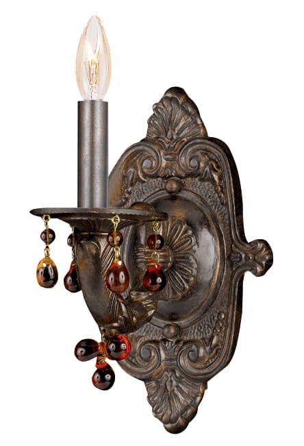 Crystorama Paris Market 10" Wall Sconce in Venetian Bronze with Murano Crystals