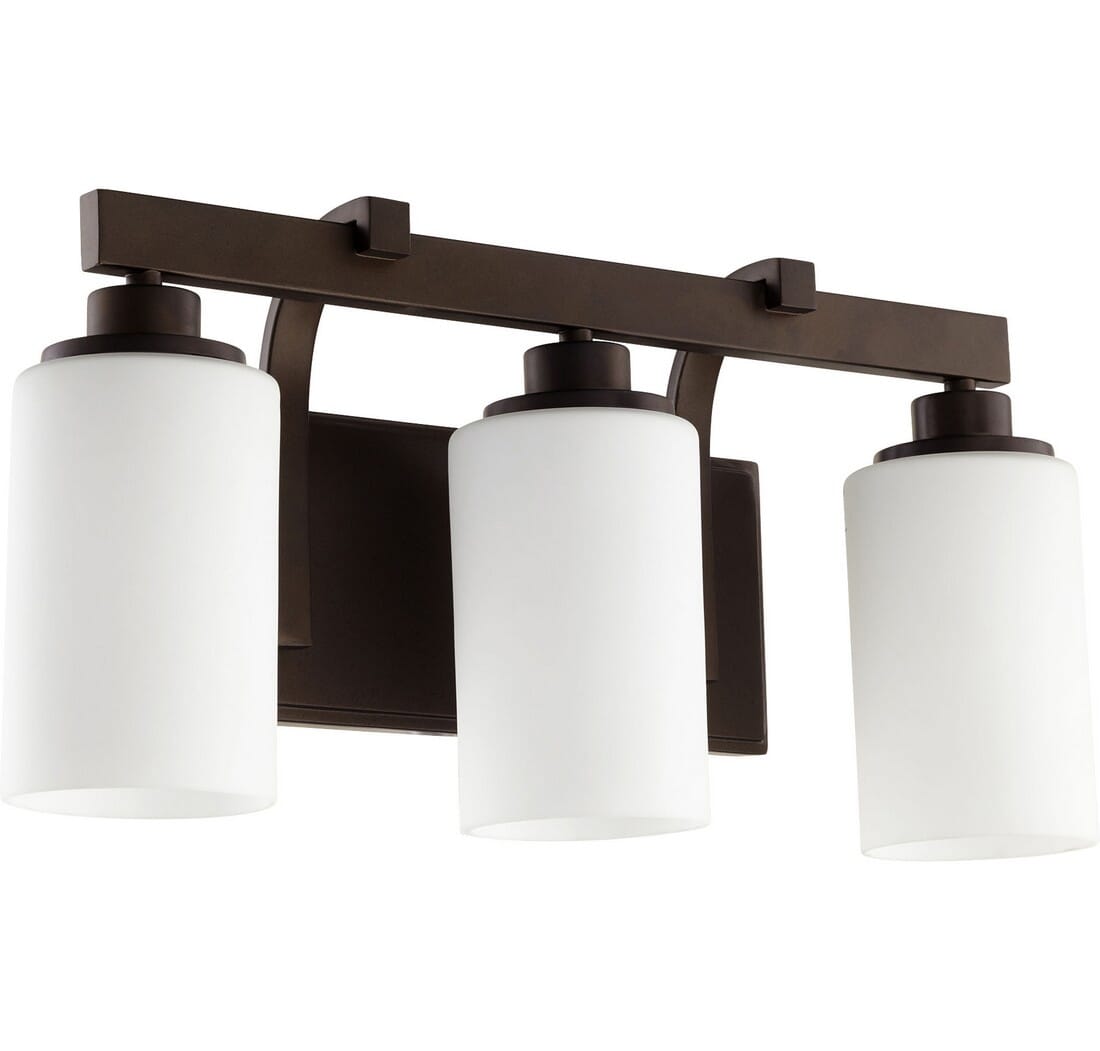 Quorum Lancaster 3-Light 10" Bathroom Vanity Light in Oiled Bronze