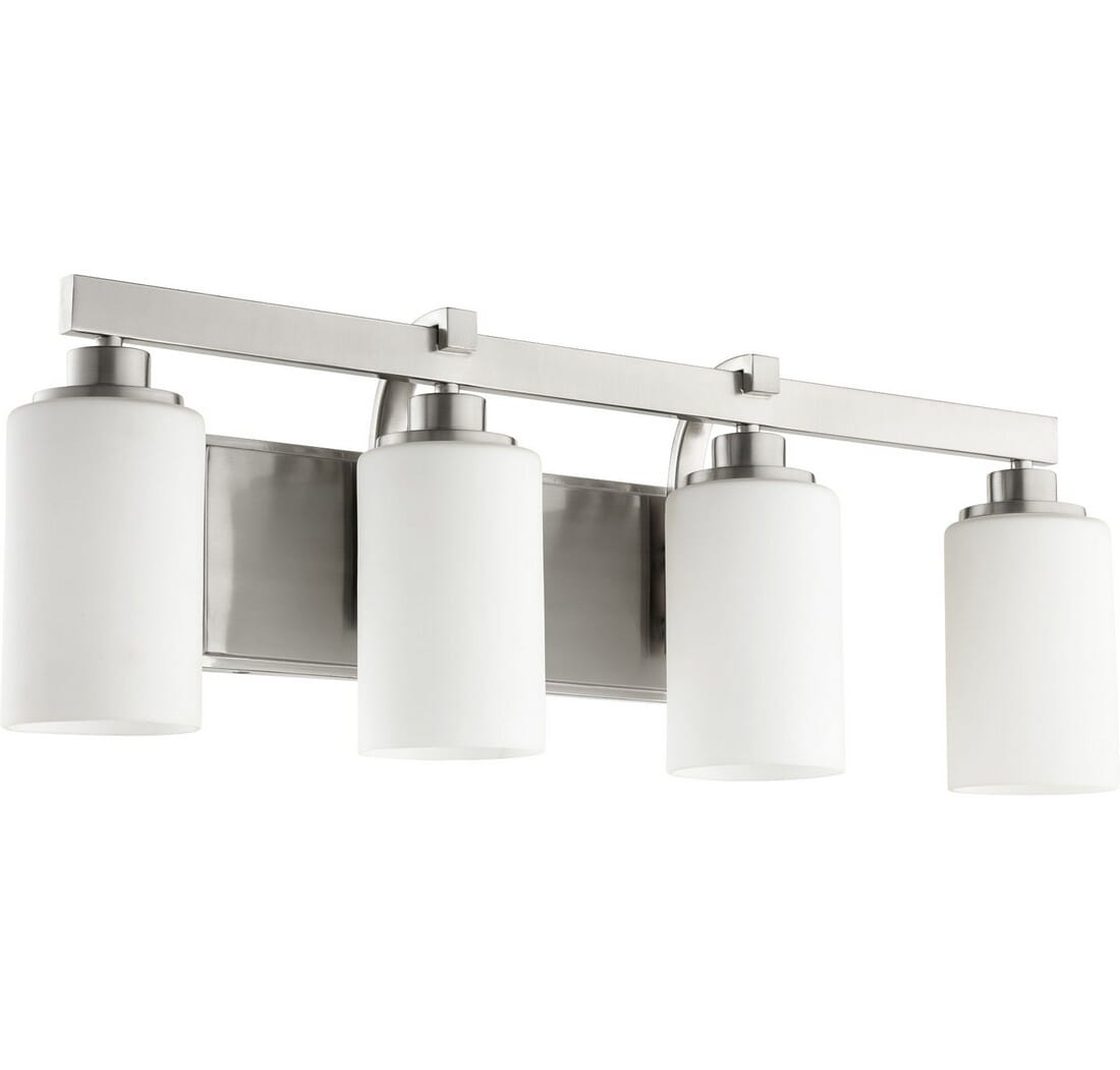 Quorum Lancaster 4-Light 10" Bathroom Vanity Light in Satin Nickel