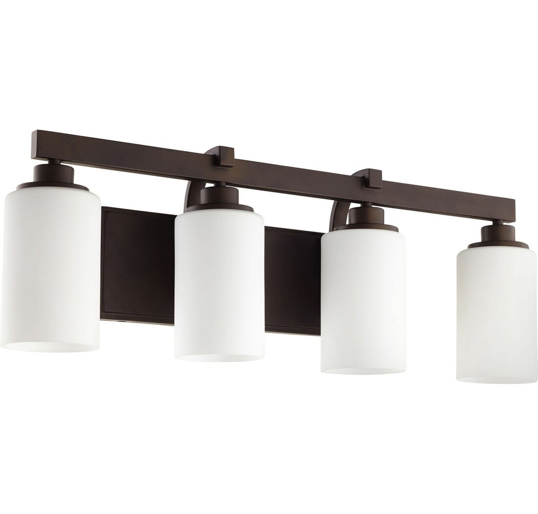 Quorum Lancaster 4-Light 10" Bathroom Vanity Light in Oiled Bronze