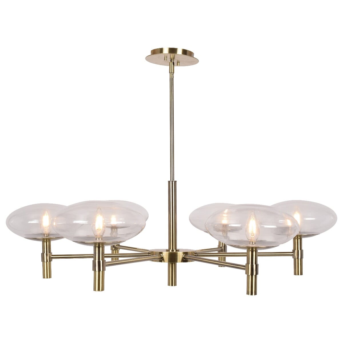 Access Grand 6-Light Contemporary Chandelier in Brushed Brass