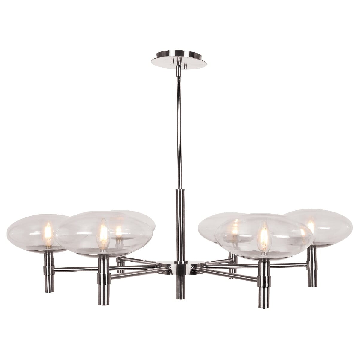 Access Grand 6-Light Contemporary Chandelier in Brushed Steel