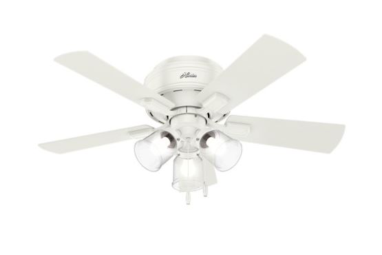 Hunter Crestfield 42" 3-Light Low Profile Ceiling Fan in Fresh White