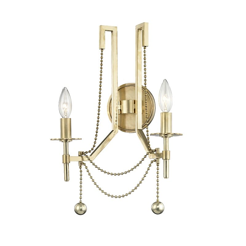 Hudson Valley Zariah by Corey Damen Jenkins 2-Light Wall Sconce in Aged Brass