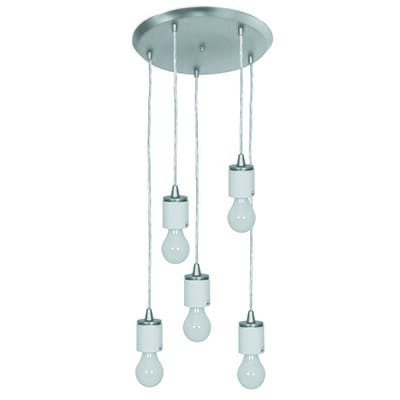 Access Lighting Circ 5-Light Round Pendant Assembly in Brushed Steel