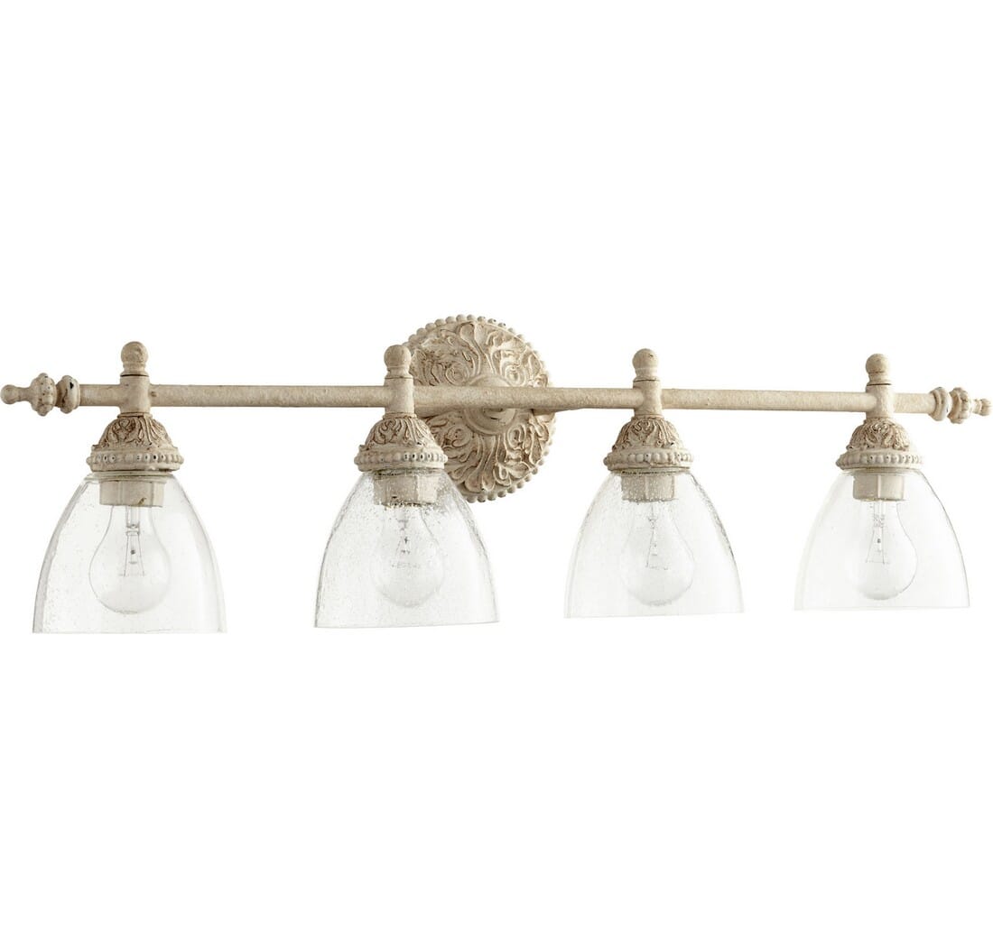 Quorum Transitional 4-Light 10" Bathroom Vanity Light in Persian White with