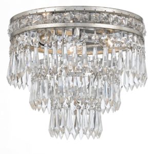 Crystorama Mercer 3-Light 11" Ceiling Light in Olde Silver with Clear Hand Cut Crystals