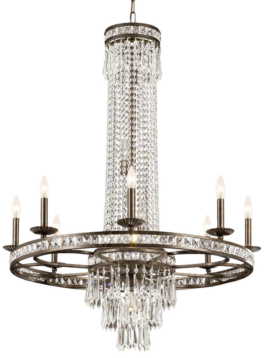 Crystorama Mercer 12-Light 42" Traditional Chandelier in English Bronze with Clear Hand Cut Crystals