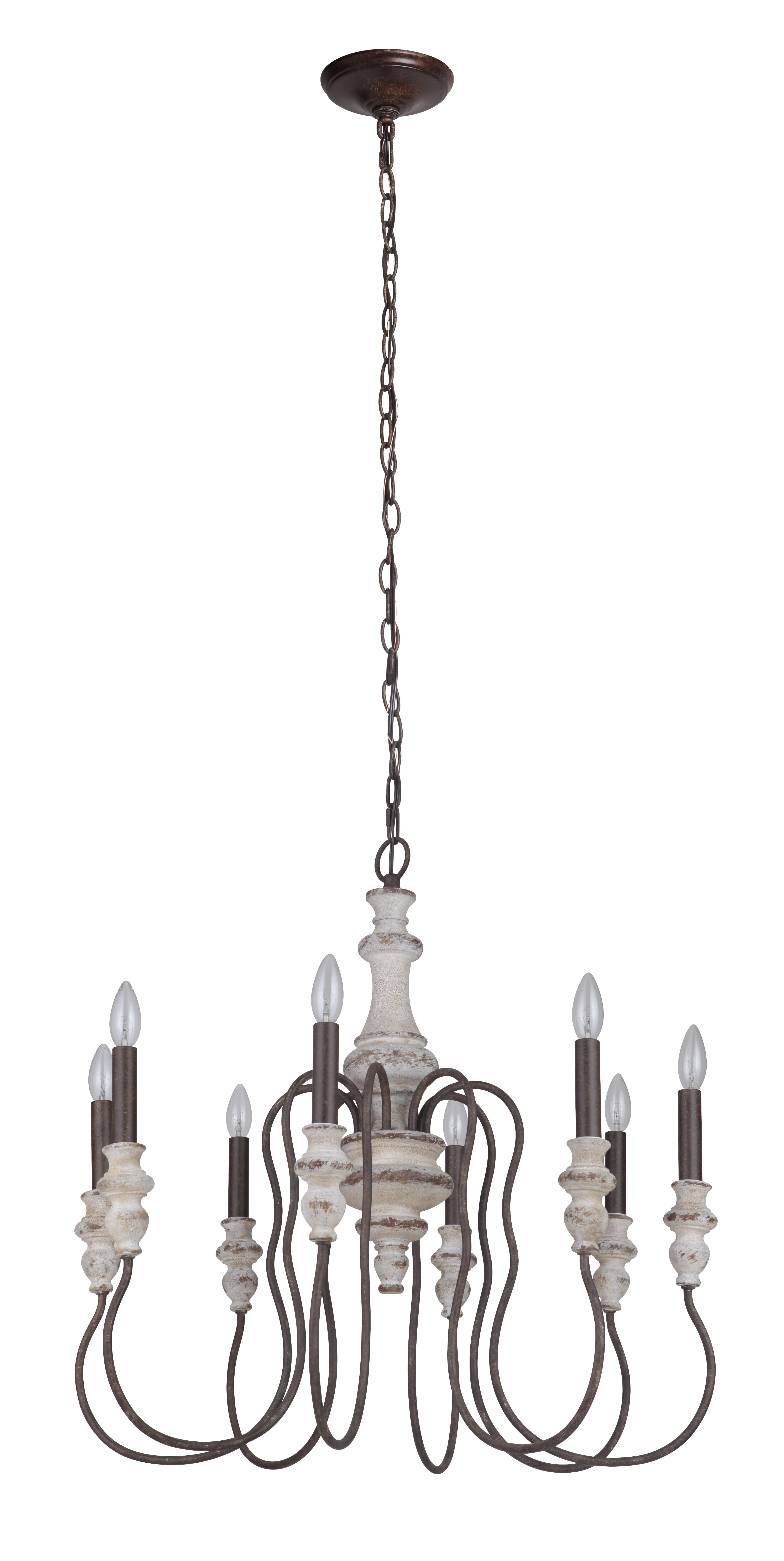 Craftmade Highgate 8-Light Traditional Chandelier in Cottage White with Forged Metal