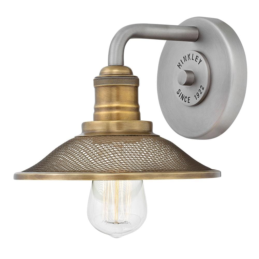 Hinkley Rigby Retro 1-Light Bathroom Wall Sconce in Antique Nickel