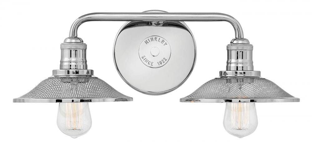 Hinkley Rigby Retro 2-Light Bathroom Vanity Light in Polished Nickel