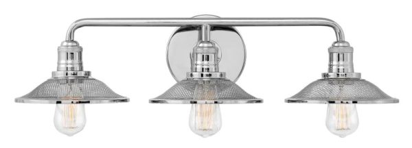 Hinkley Rigby Retro 3-Light Bathroom Vanity Light in Polished Nickel