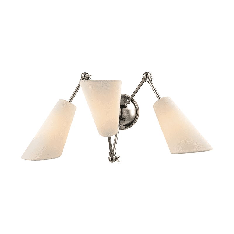 Hudson Valley Buckingham 3-Light 12" Wall Sconce in Polished Nickel