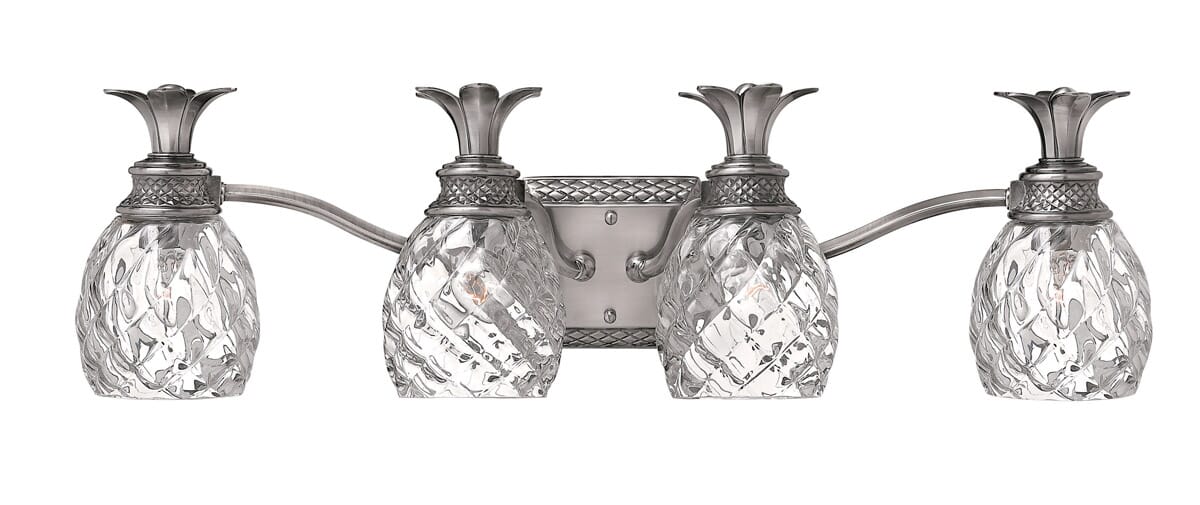 Hinkley Plantation 4-Light Bathroom Vanity Light in Polished Antique Nickel