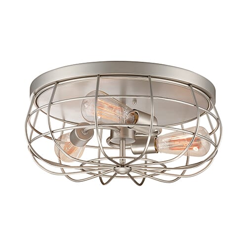 Millennium Lighting Neo-Industrial Flush Mount Ceiling Light in Satin Nickel