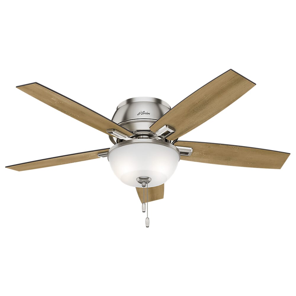 Hunter Donegan 2-Light 52" Indoor Flush Mount Ceiling Fan in Brushed Nickel