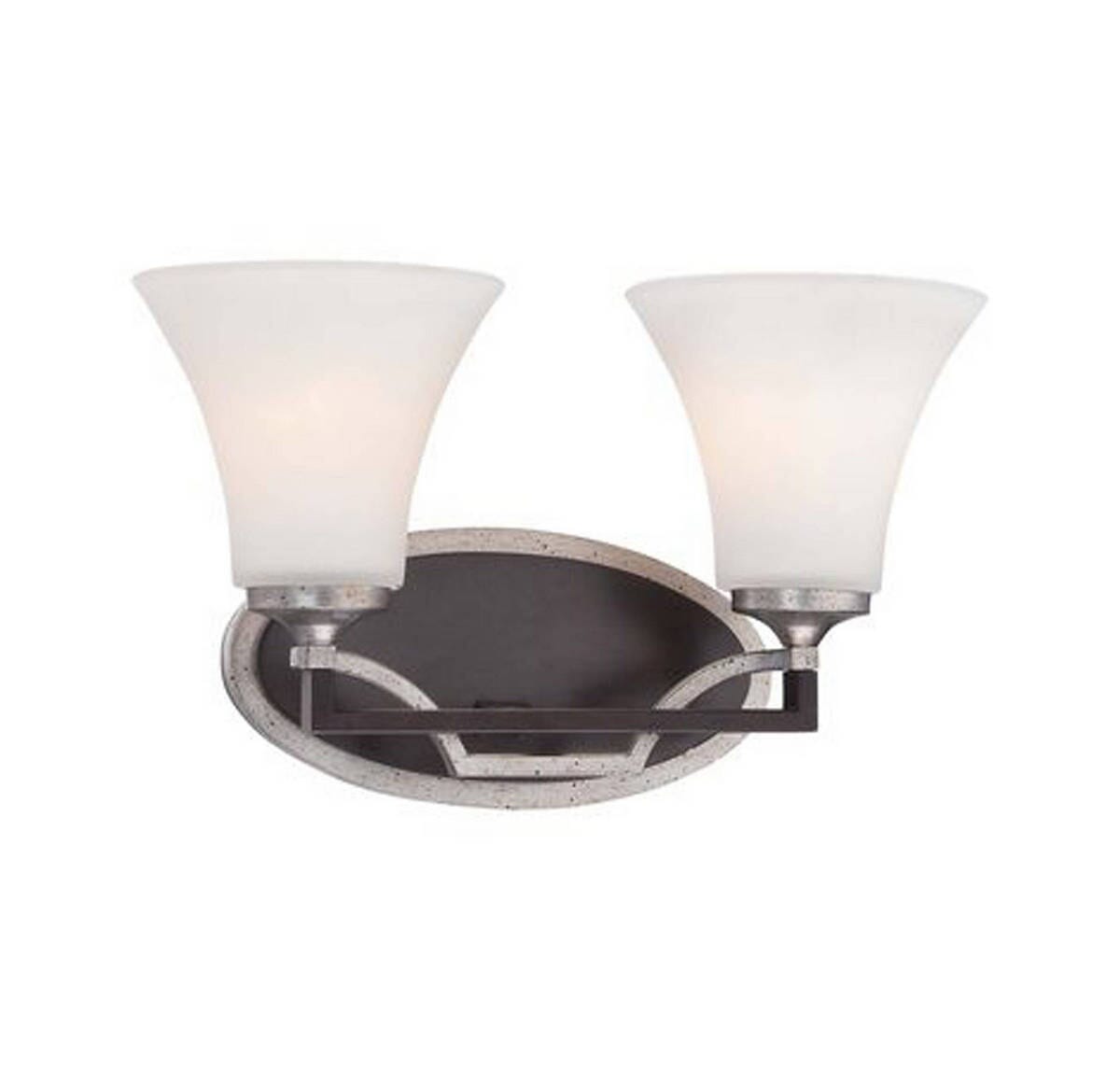 Minka Lavery Astrapia 2-Light 15" Bathroom Vanity Light in Dark Rubbed Sienna with Aged Silver