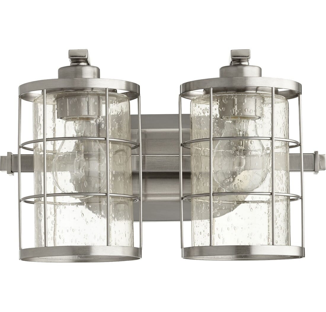 Quorum Ellis 2-Light 9" Bathroom Vanity Light in Satin Nickel