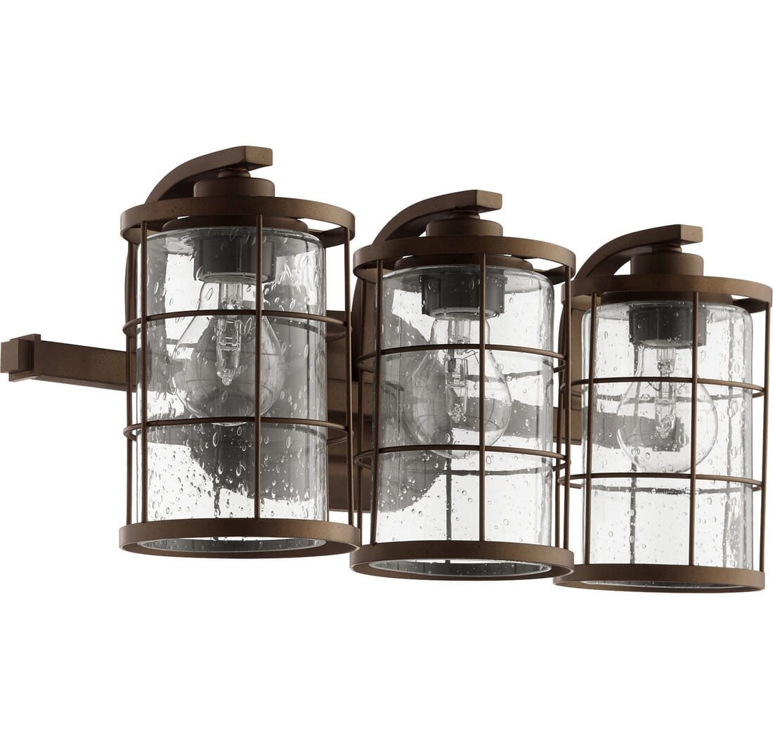 Quorum Ellis 3-Light 9" Bathroom Vanity Light in Oiled Bronze