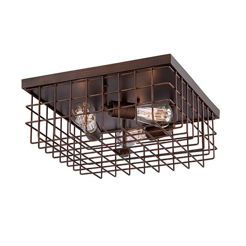 Millennium Lighting Neo-Industrial 3-Light 6 inch Flush Mount in Rubbed Bronze