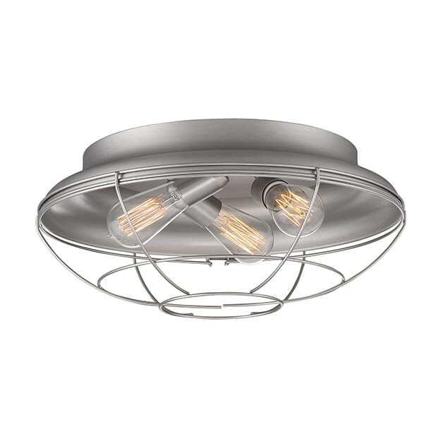 Millennium Lighting Neo-Industrial 3-Light Flush Mount in Satin Nickel