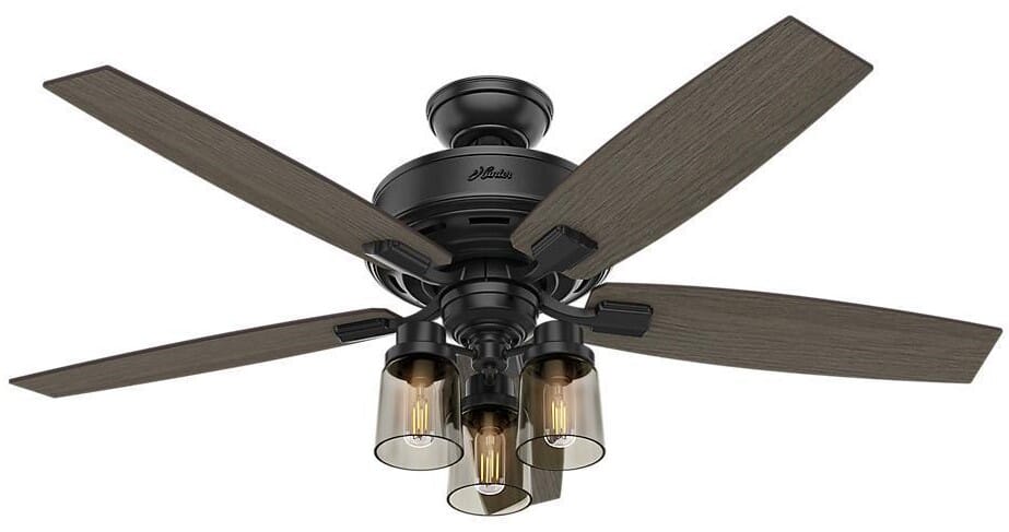 Hunter Fans Bennett 3-Light 52" Indoor Ceiling Fan in Matte Black