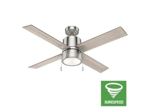 Hunter Beck 2-Light 52" Indoor Ceiling Fan in Brushed Nickel