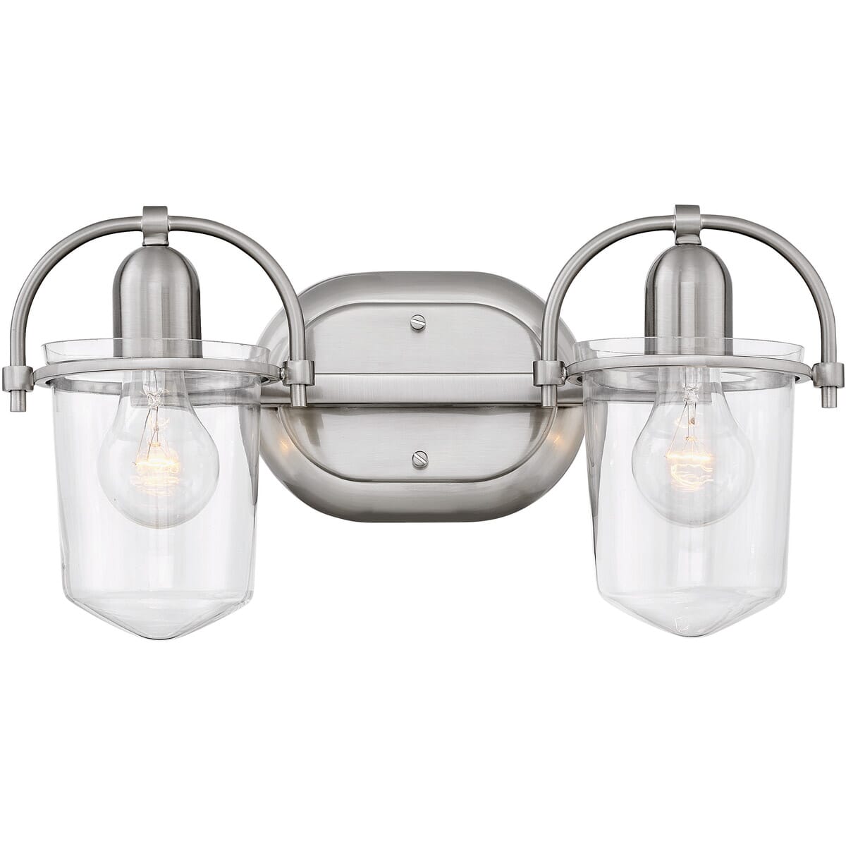 Hinkley Clancy 2-Light Bathroom Vanity Light in Brushed Nickel with Clear Glass