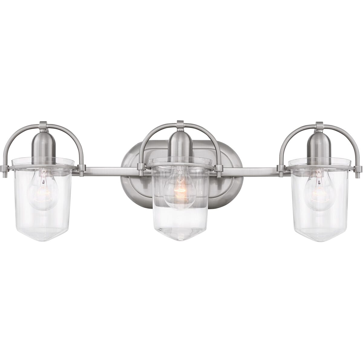 Hinkley Clancy 3-Light Bathroom Vanity Light in Brushed Nickel with Clear Glass