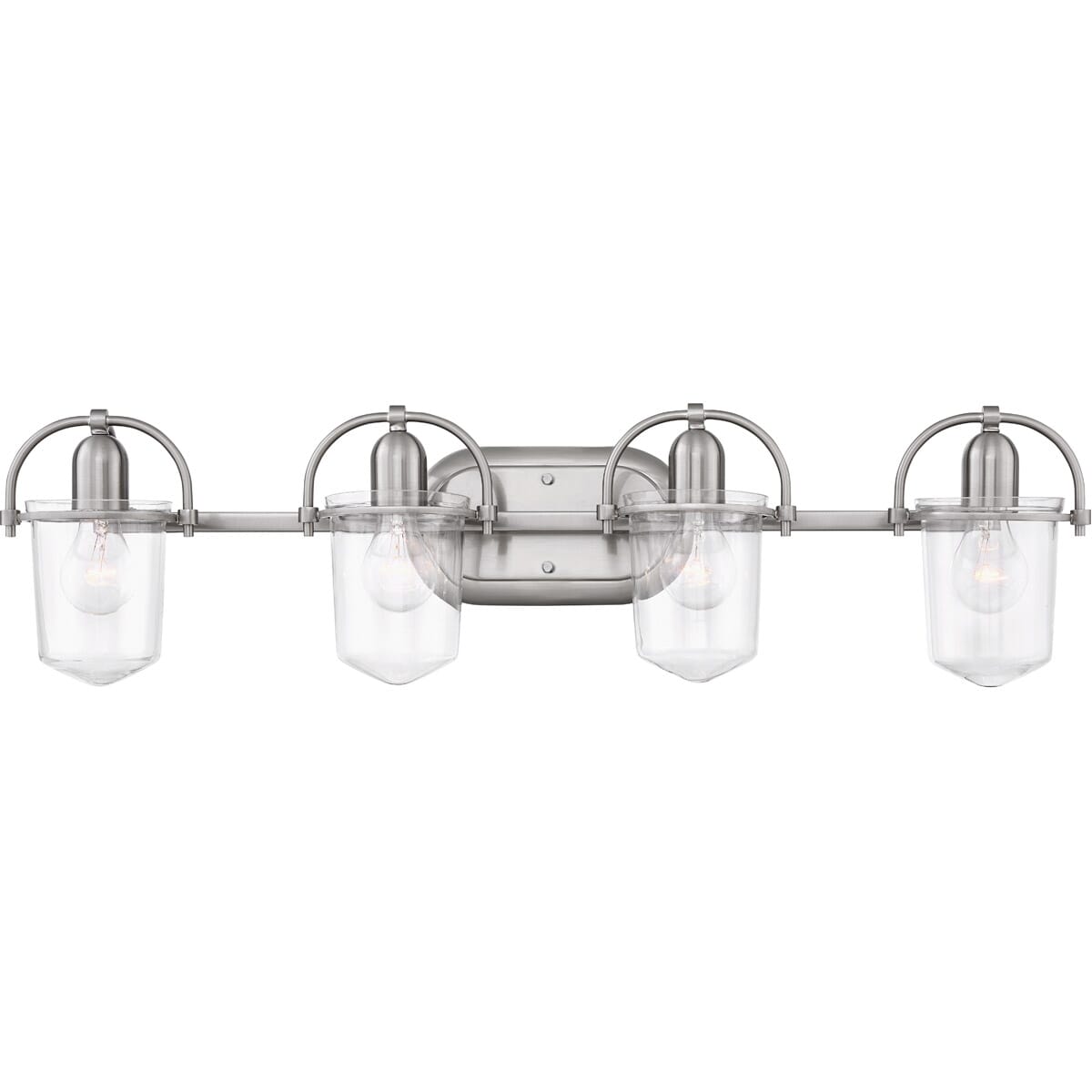 Hinkley Clancy 4-Light Bathroom Vanity Light in Brushed Nickel with Clear Glass