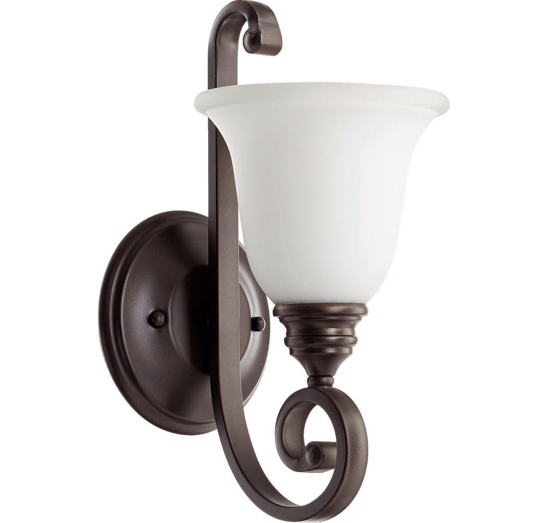 Quorum Bryant 14" Wall Sconce in Oiled Bronze with Satin Opal