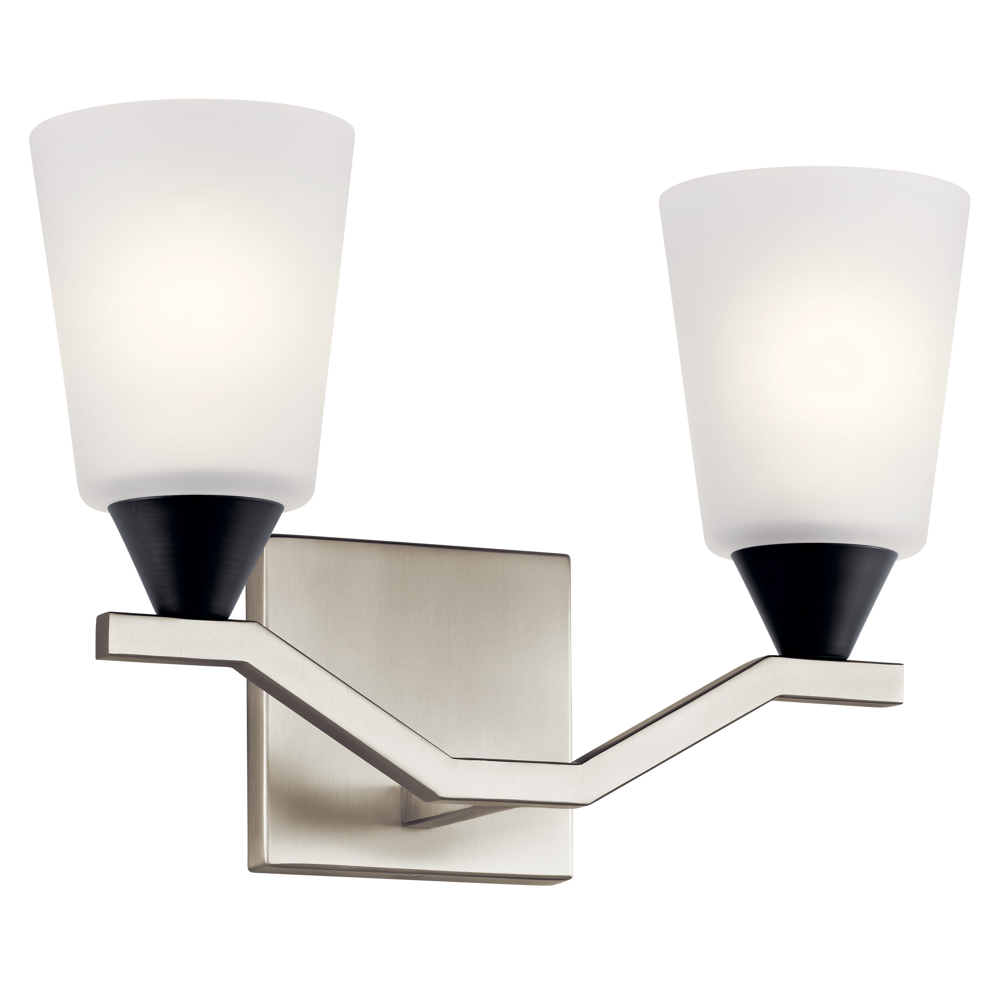 Kichler Skagos 2-Light 14" Bathroom Vanity Light in Brushed Nickel