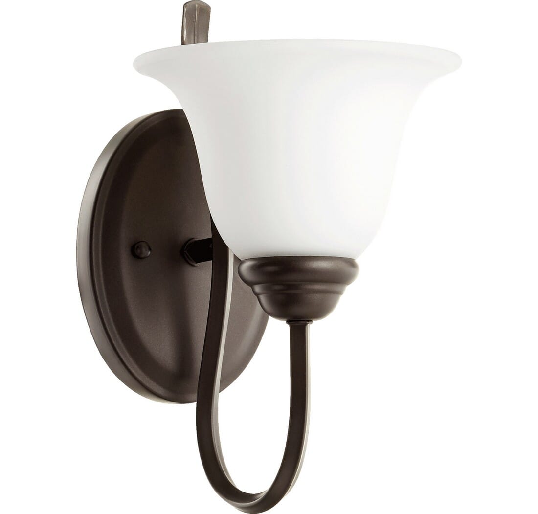 Quorum Spencer 12" Wall Sconce in Oiled Bronze with Satin Opal