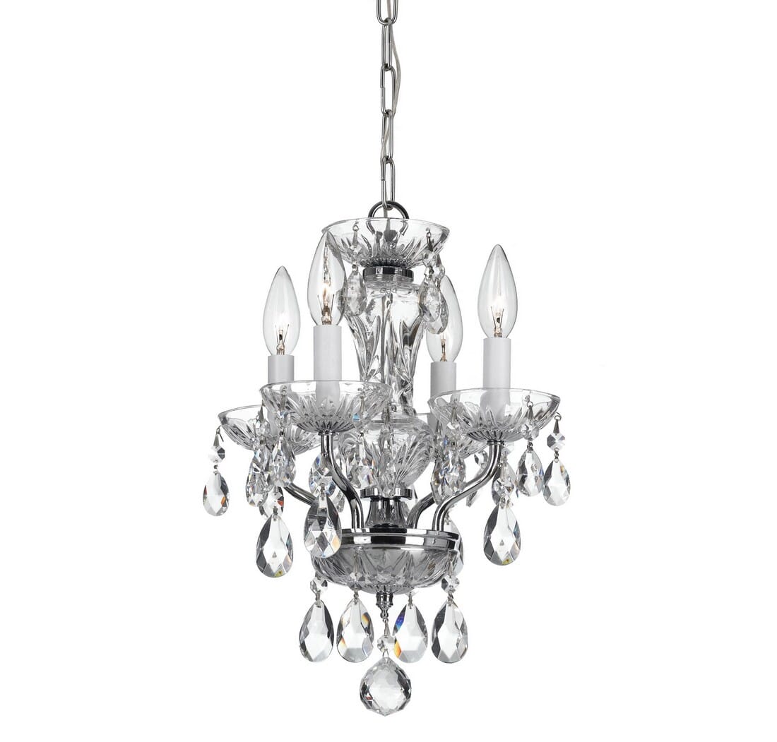 Crystorama Traditional Crystal 4-Light 15" Mini Chandelier in Chrome with Clear Italian Crystals