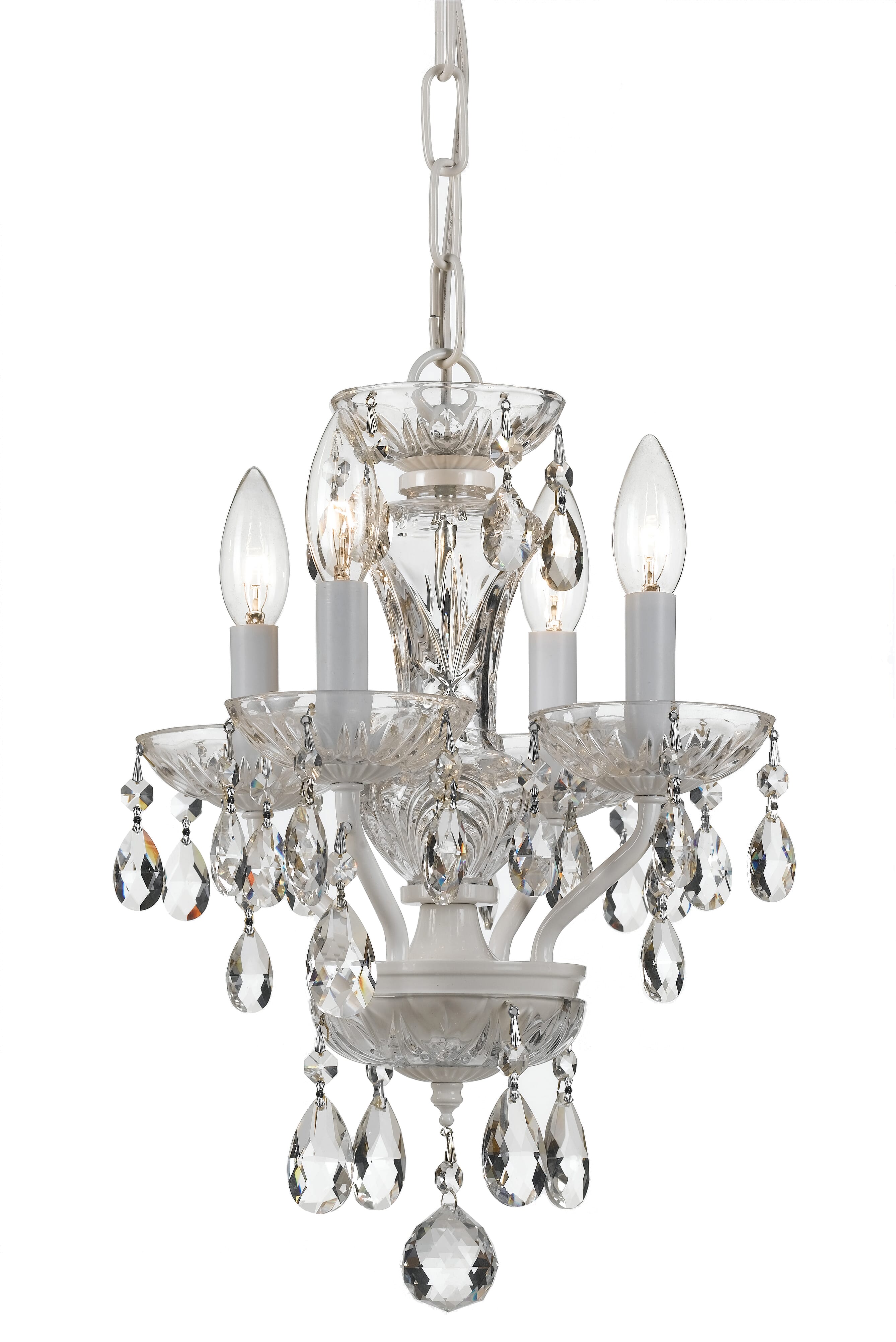 Crystorama Traditional Crystal 4-Light 15" Mini Chandelier in Wet White with Clear Spectra Crystals