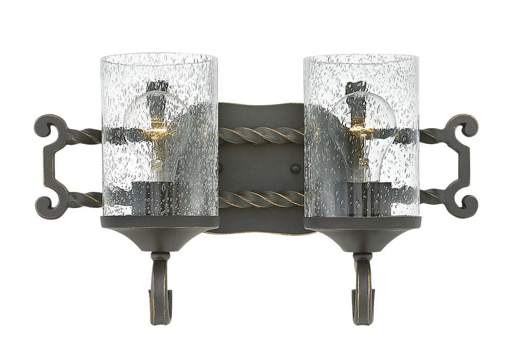 Hinkley Casa 2-Light Bathroom Vanity Light in Olde Black with Clear Glass  Seedy