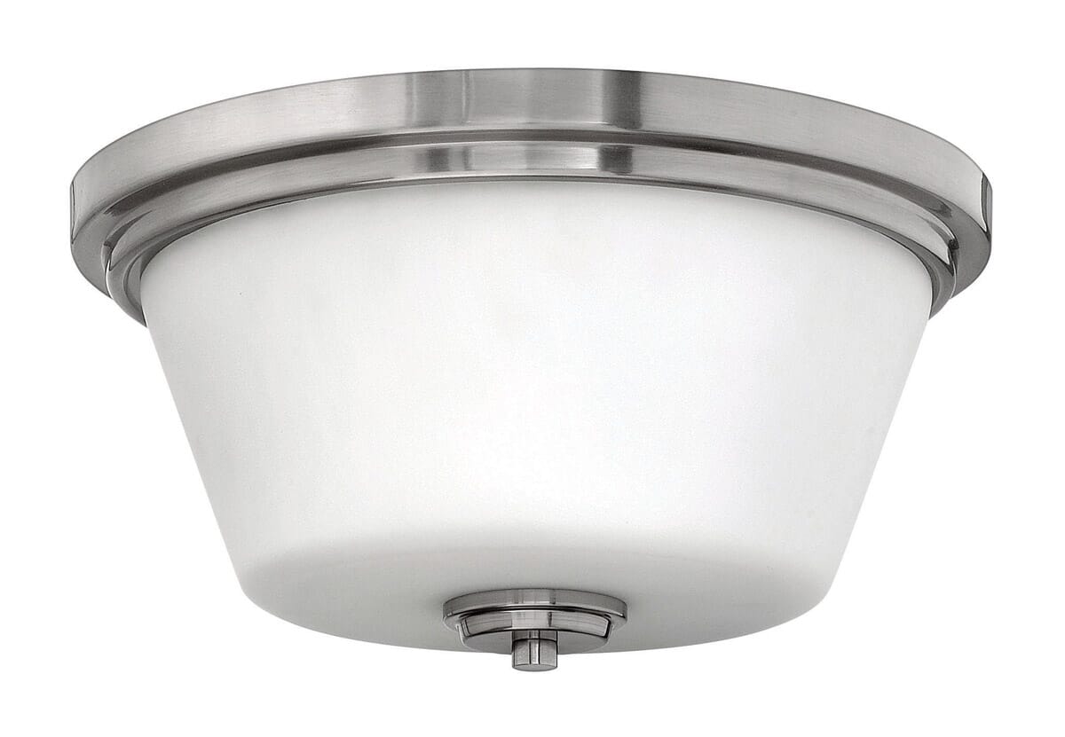 Hinkley 2-Light Bathroom Ceiling Light in Brushed Nickel