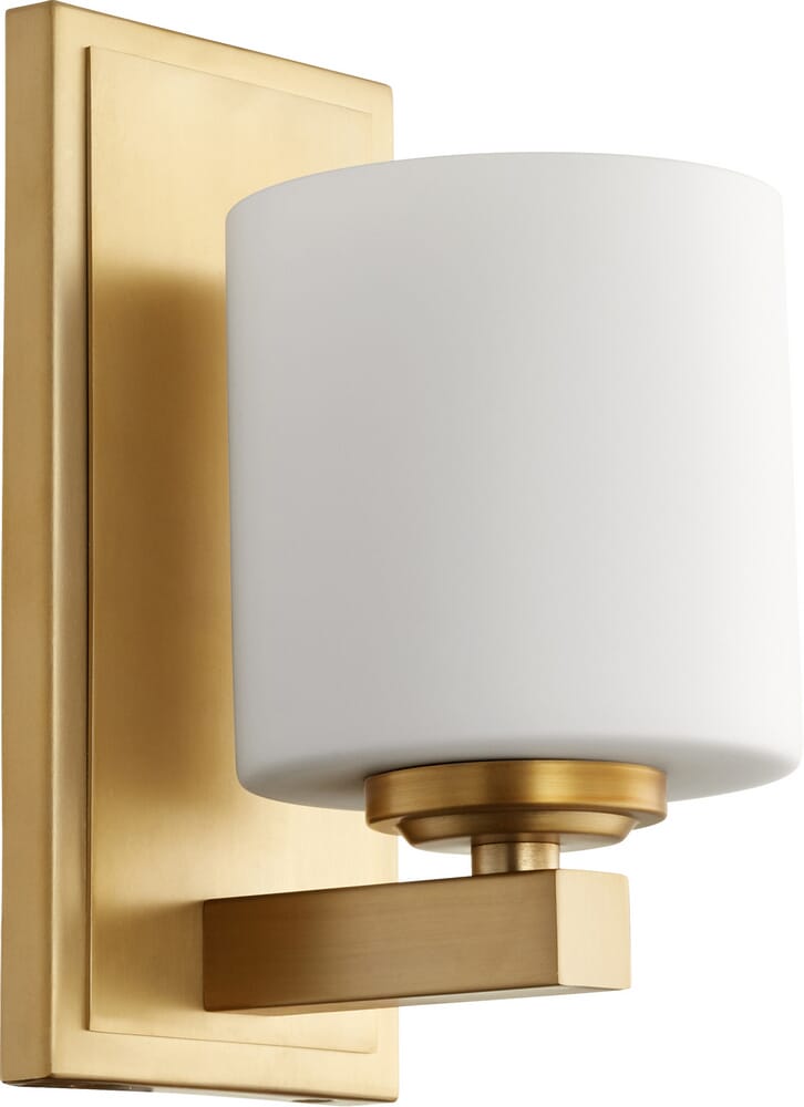 Quorum Transitional Wall Sconce in Aged Brass