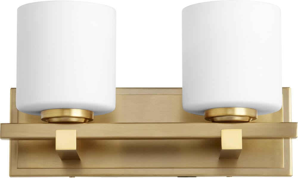 Quorum Transitional 2-Light 8" Wall Sconce in Aged Brass