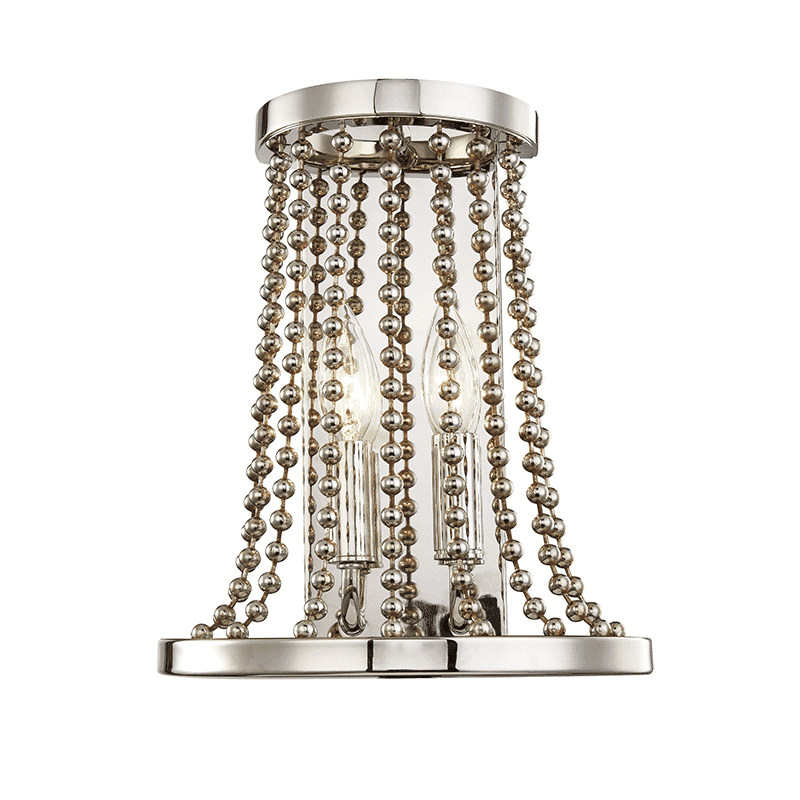 Hudson Valley Spool 2-Light 13" Wall Sconce in Polished Nickel