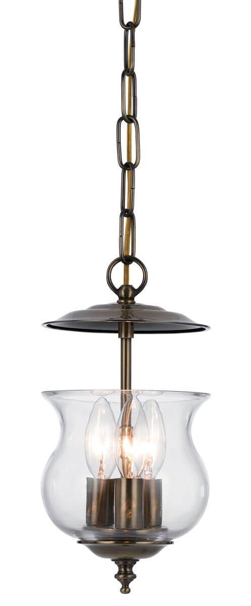 Crystorama Ascott 3-Light 7" Foyer Light in Antique Brass