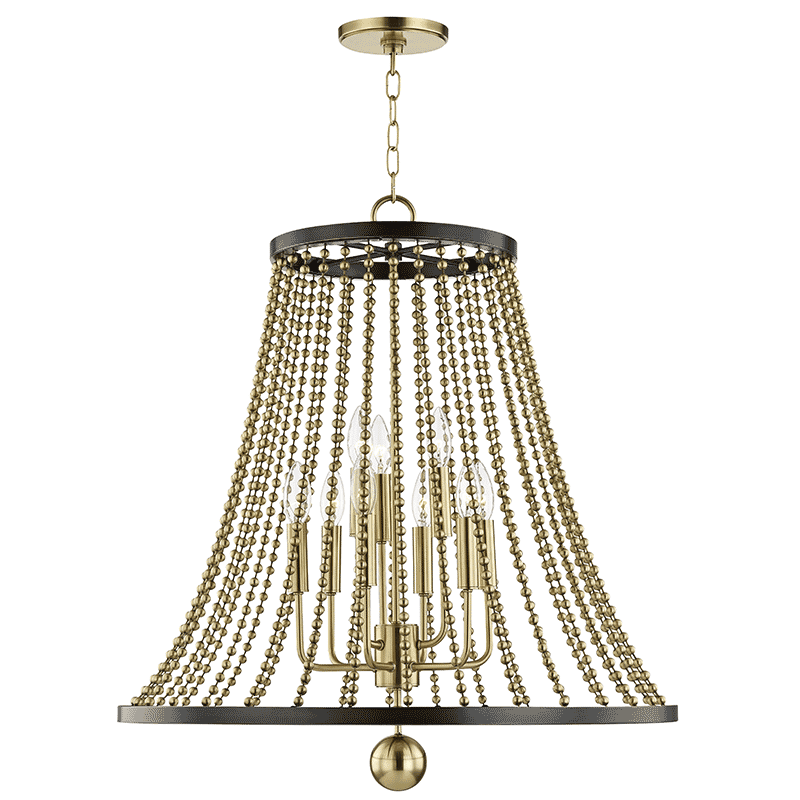 Hudson Valley Spool 9-Light Chandelier in Aged Brass