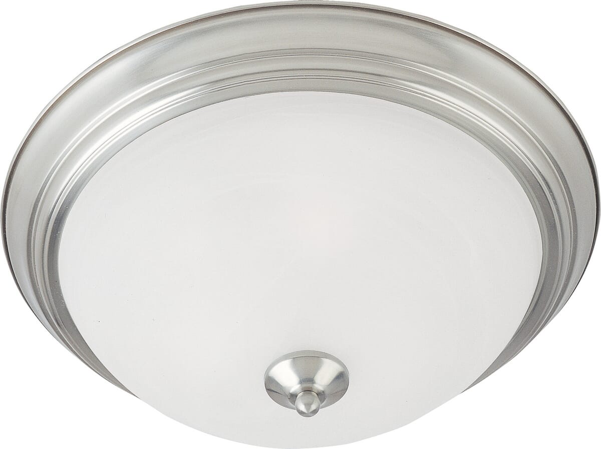 Maxim Essentials 2-Light Marble Glass Flush Mount in Satin Nickel