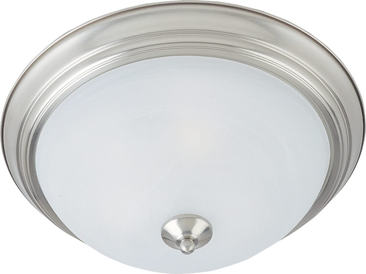 Maxim Essentials 3-Light Marble Glass Flush Mount in Satin Nickel